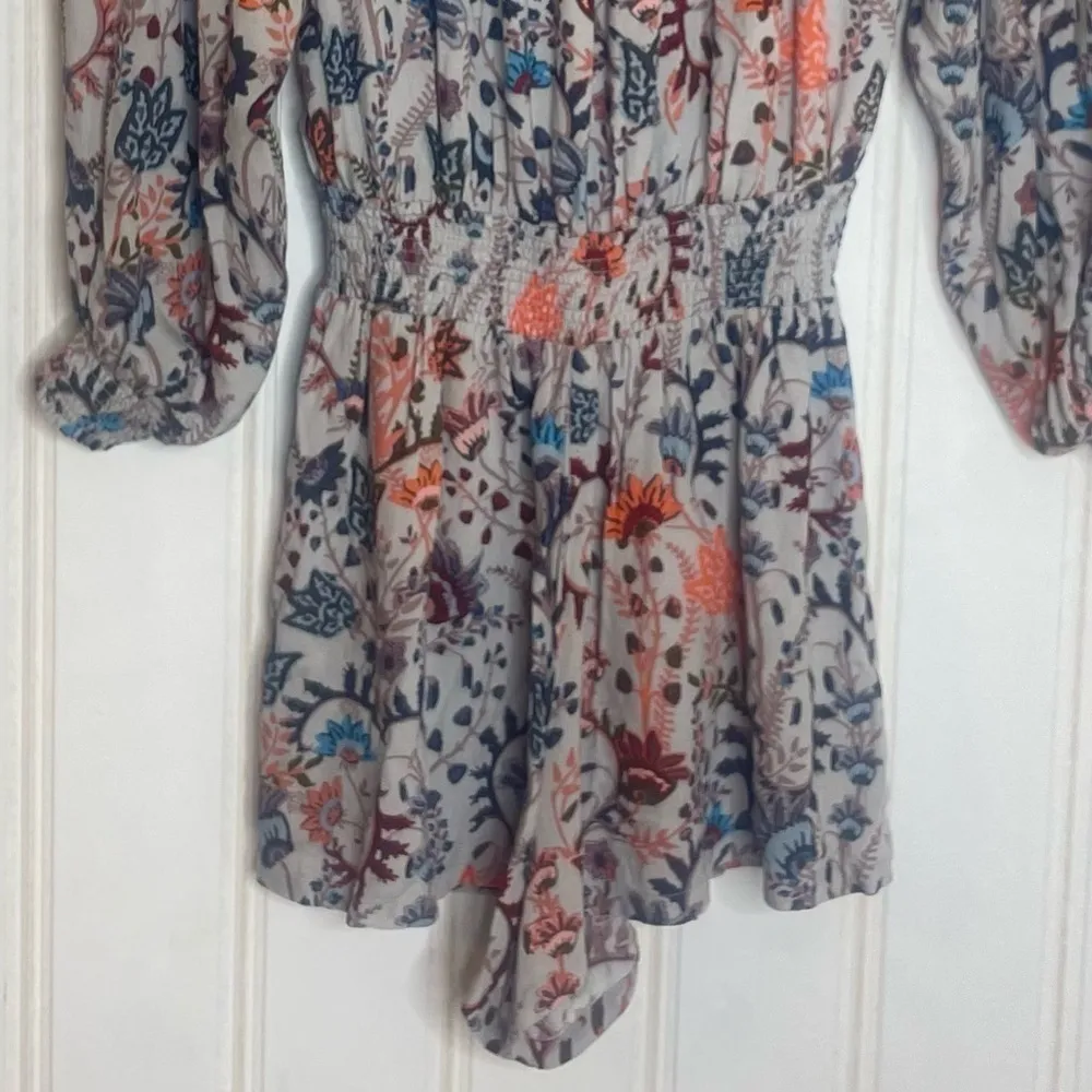 Free People Pretty & Free Grey Floral Long Sleeve Romper -249 - Image 7