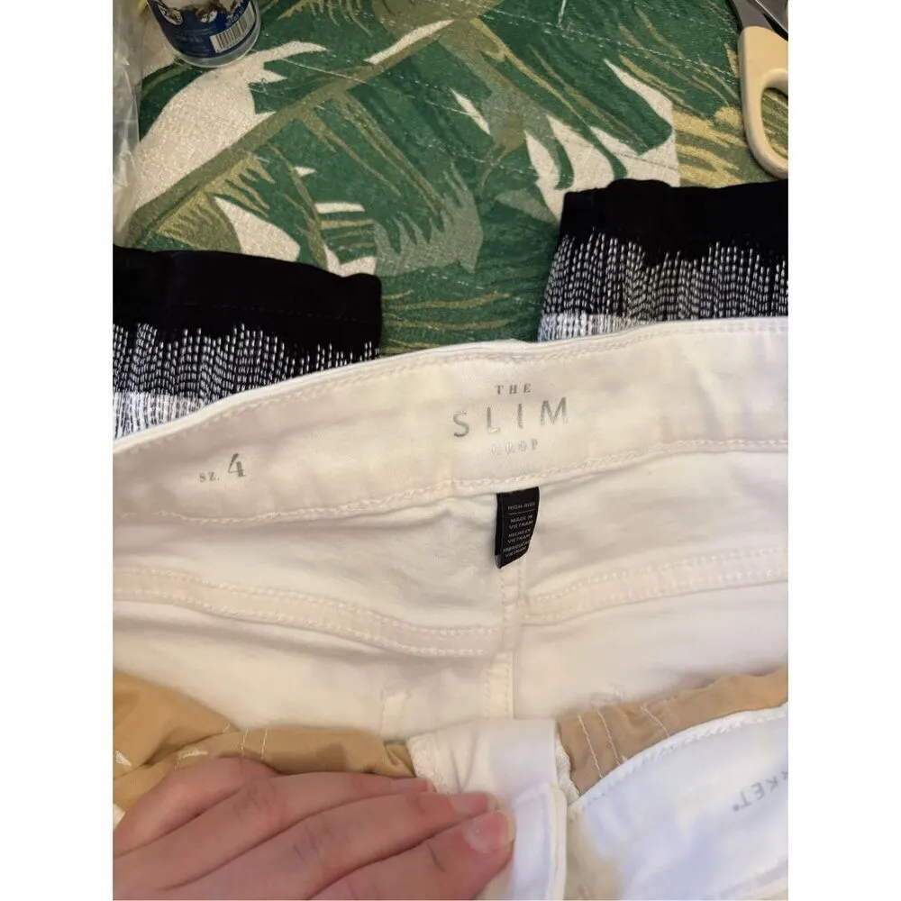White House Black Market white the slim crop jeans with black detail size 4 - Image 2