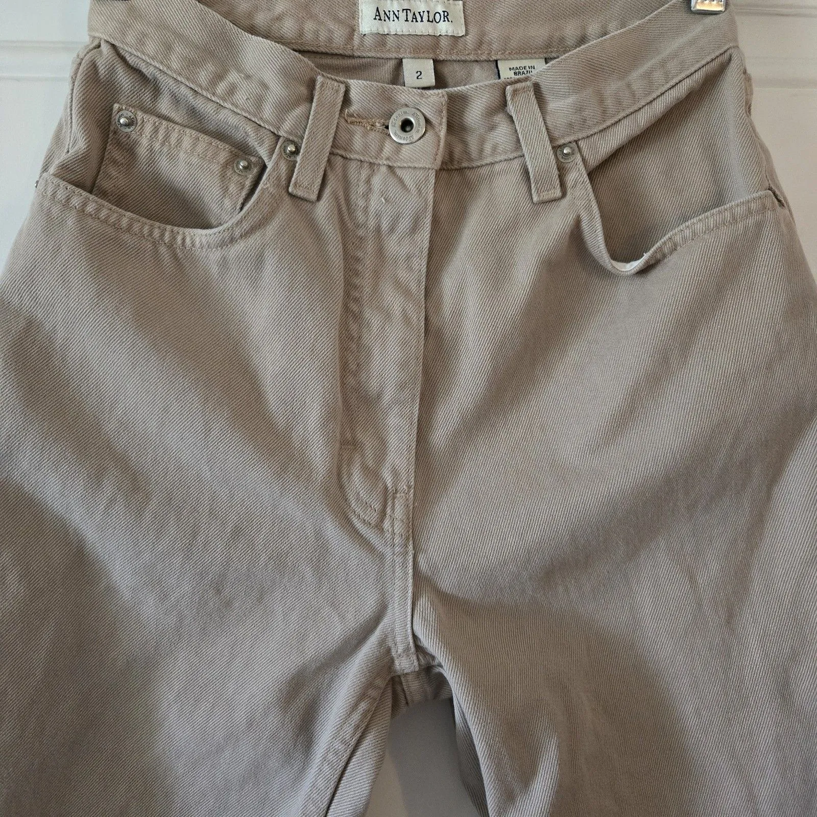 Vintage Ann Taylor High Waist Mom Jeans Tapered Beige Khaki Pants Size 2 Brazil - Image 5