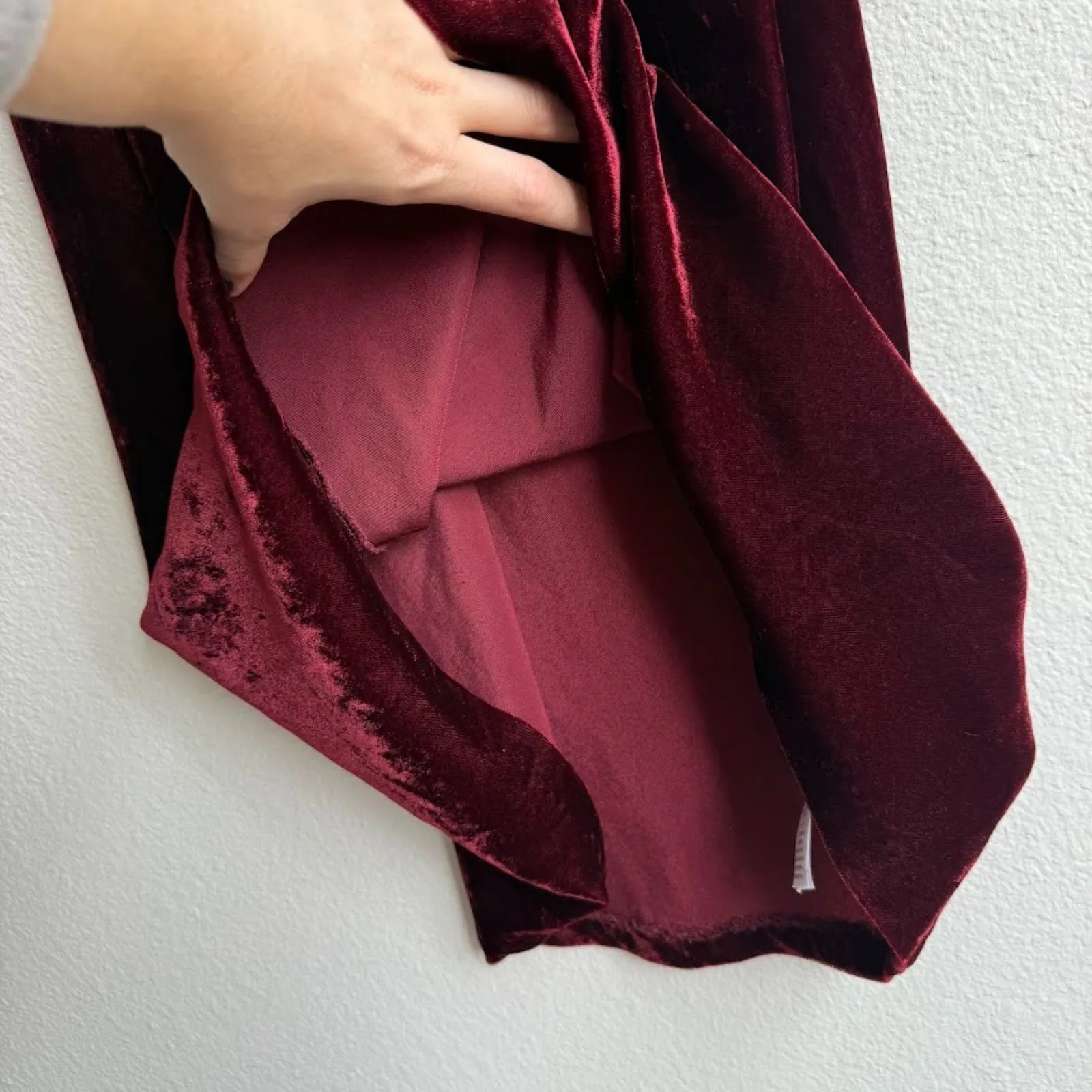 Boden Velvet Slip Midi Party Dress in Ruby Burgundy Red size 6L Tall - Image 8