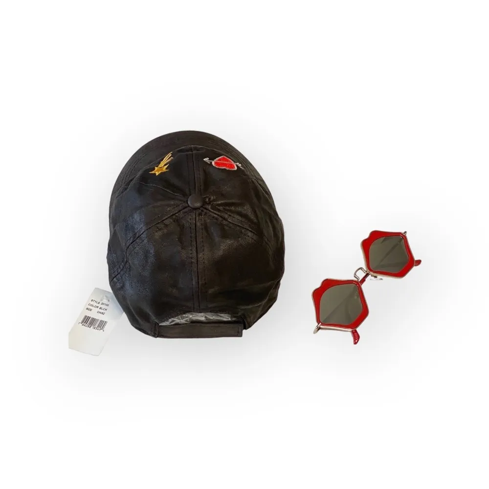 new August Hat ᨎ Smooches Embroidered Coated Baseball Cap ᨎ Hearts Arrows Lips ᨎ - Image 8