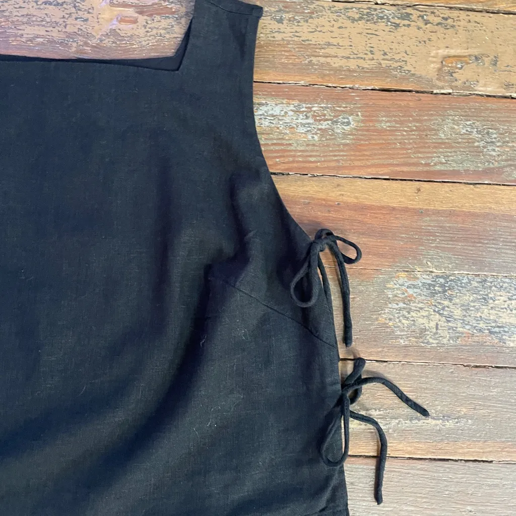 NWT Abercrombie & Fitch Linen Blend Apron Tie Side Cropped Black Tank - XS 💚🎀 - Image 9