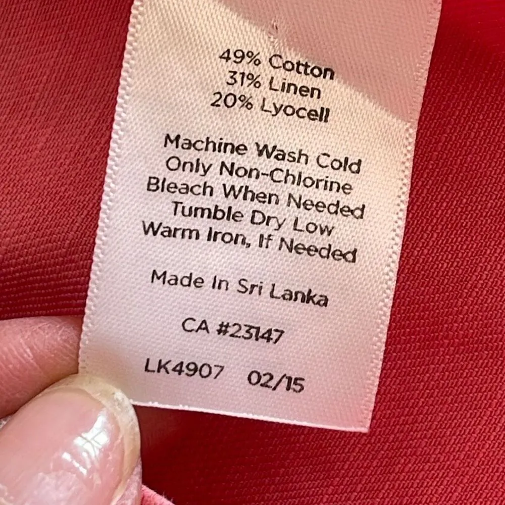 Talbots Womens Full Zip Blazer Jacket Linen Blend Lightweight Pink Medium Petite - Image 10