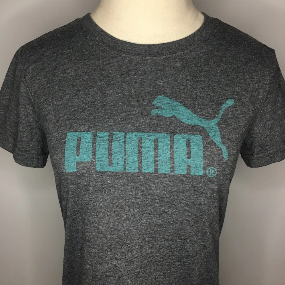 PUMA Gray Teal Graphic Short Sleeve Shirt Medium - Image 2