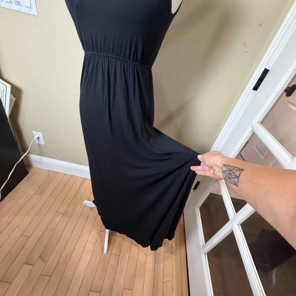 The Vanity Room Maxi Dress Black One Shoulder Cut Out Size Small Knit - Image 4