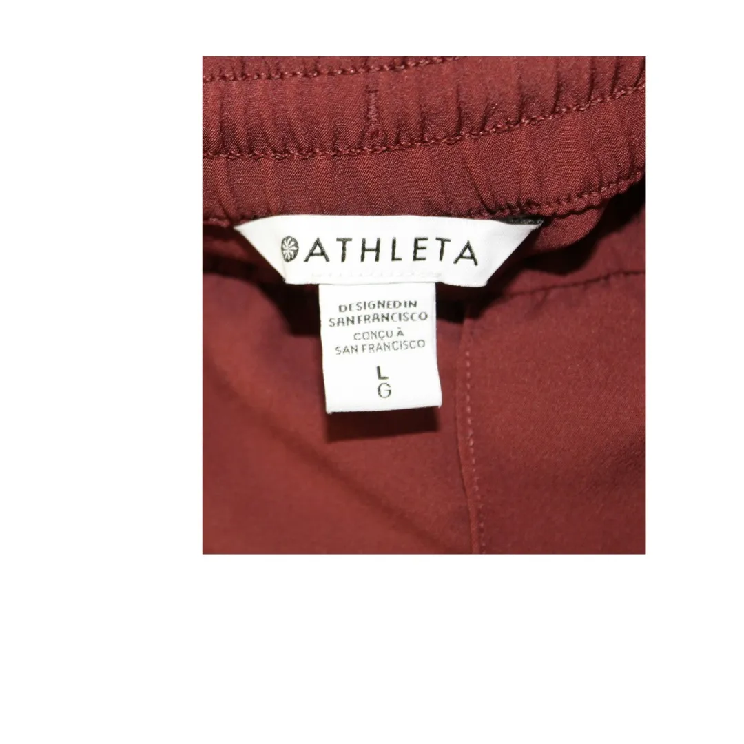 Athleta  High Rise Relaxed‎ Pants in Cherrywood Red Large women's joggers SZ L - Image 3