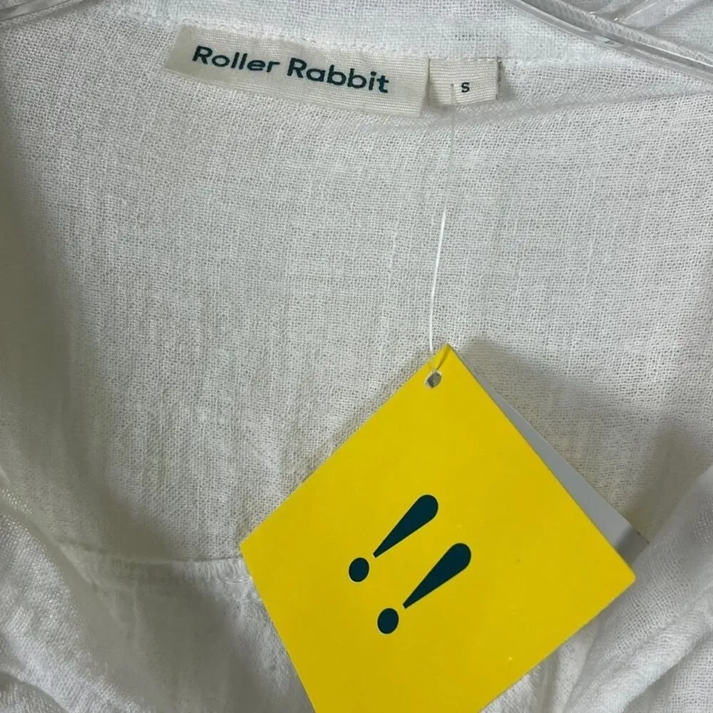 Roberta Roller Rabbit Coastal Embroidered White Peasant Top Small Up to XL - Image 8