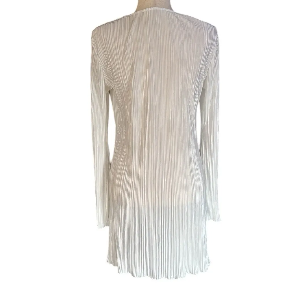 Lancifolium Pleated Long Sleeve Satin Mini Dress or Coverup - Image 9