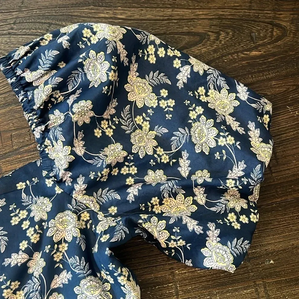 Boden Cut Out Detail Mini Dress Navy Floral Print Size 8T Tall Puff Sleeve  NWT - Image 9