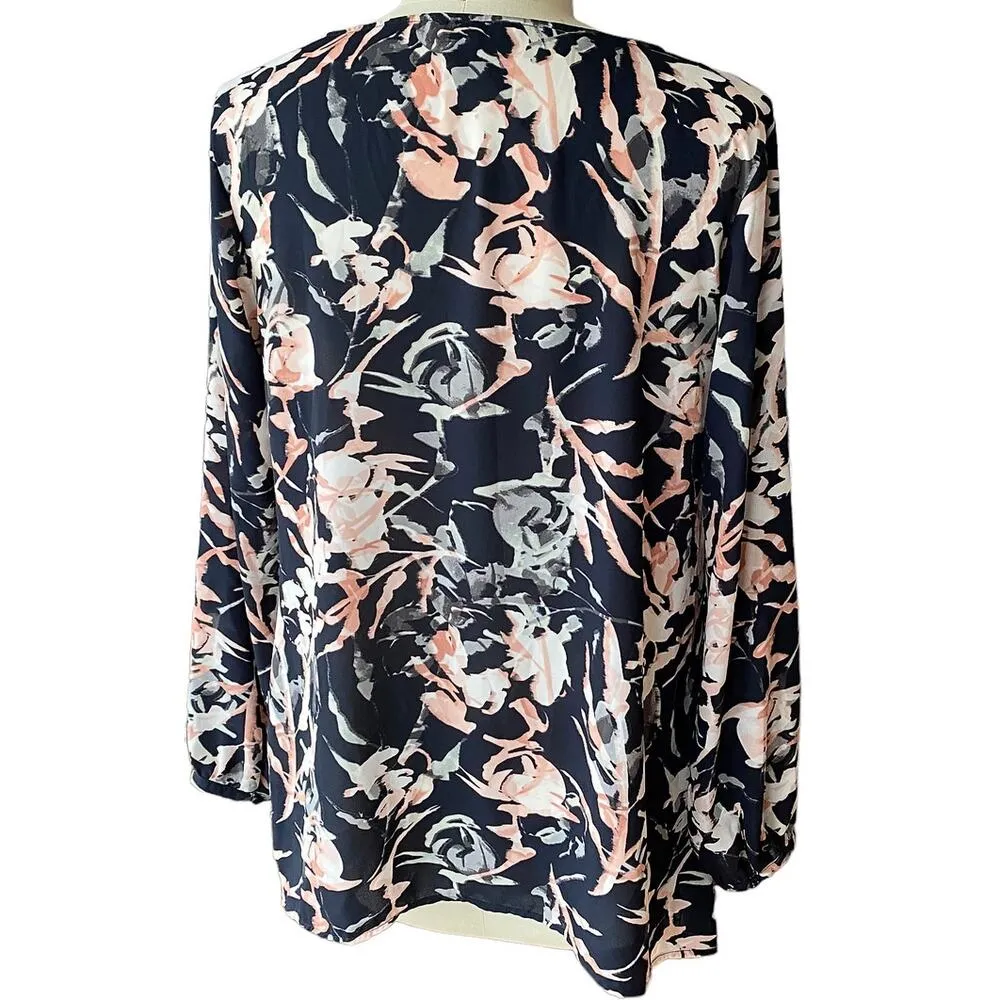 JUICY COUTURE Blue & Pink Floral Crystal Stones Blouse NWT ~ Women's LARGE - Image 3