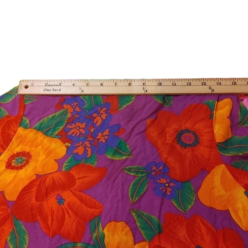 Nouveau Floral Flowers Vintage Retro Bright Rayon Size Medium M Shirt Blouse - Image 2