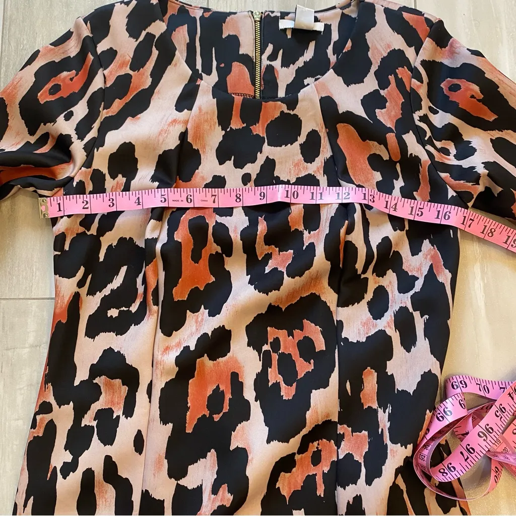NWT Bar III Tan Leopard Print 3/4 Length Sleeve Scuba Fabric Dress, size medium - Image 8