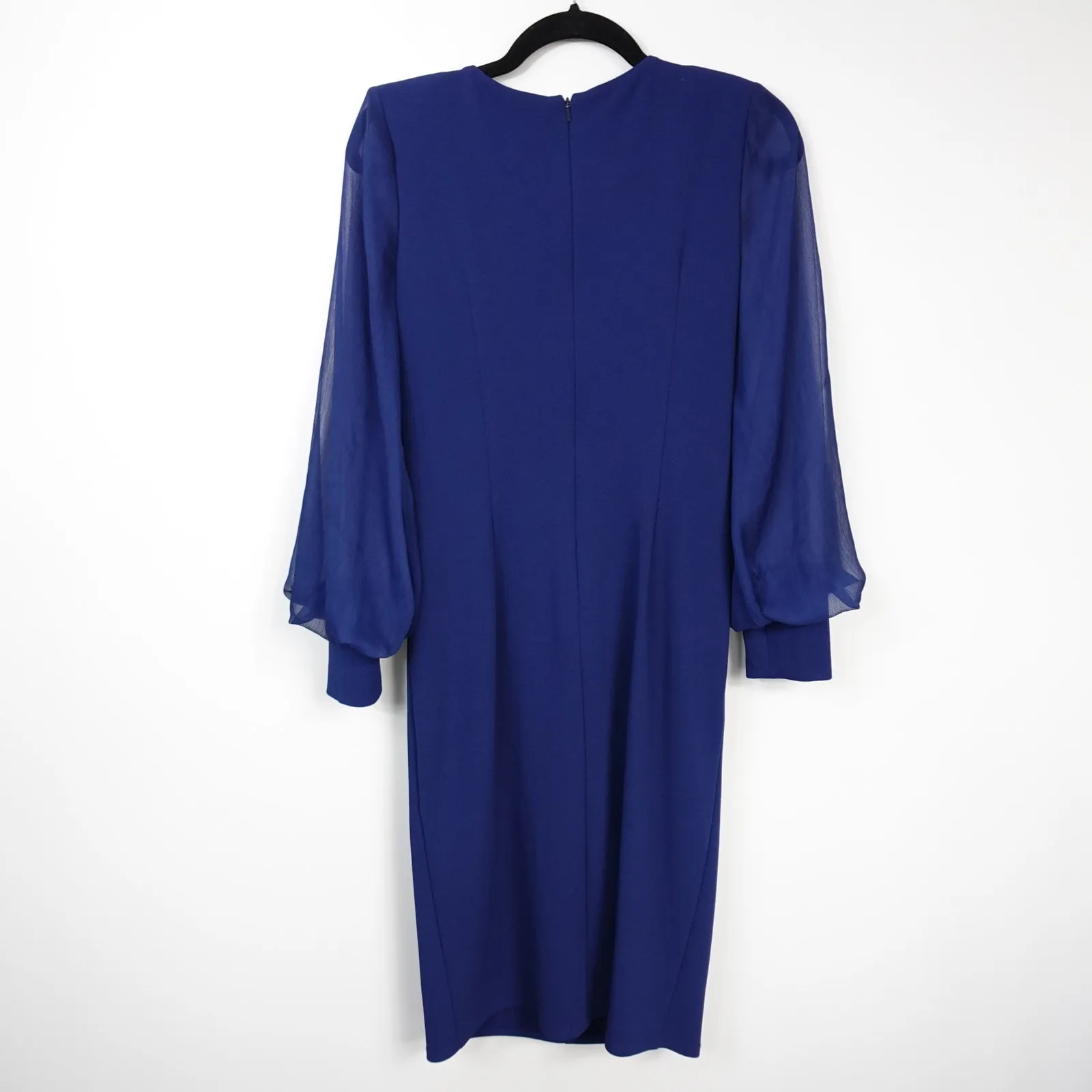 Tadashi Shoji Tyra Twist-Drape Dress Blue Lantern Sleeve Knee Length New XS - Image 8