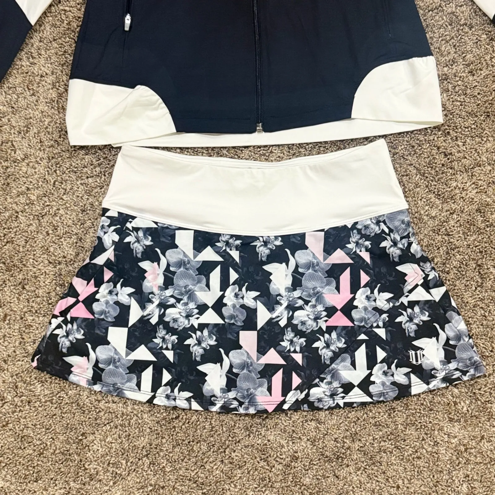 Eleven by Venus Williams Tennis Jacket & Skirt Set Floral Print Womens Small Black - Image 2