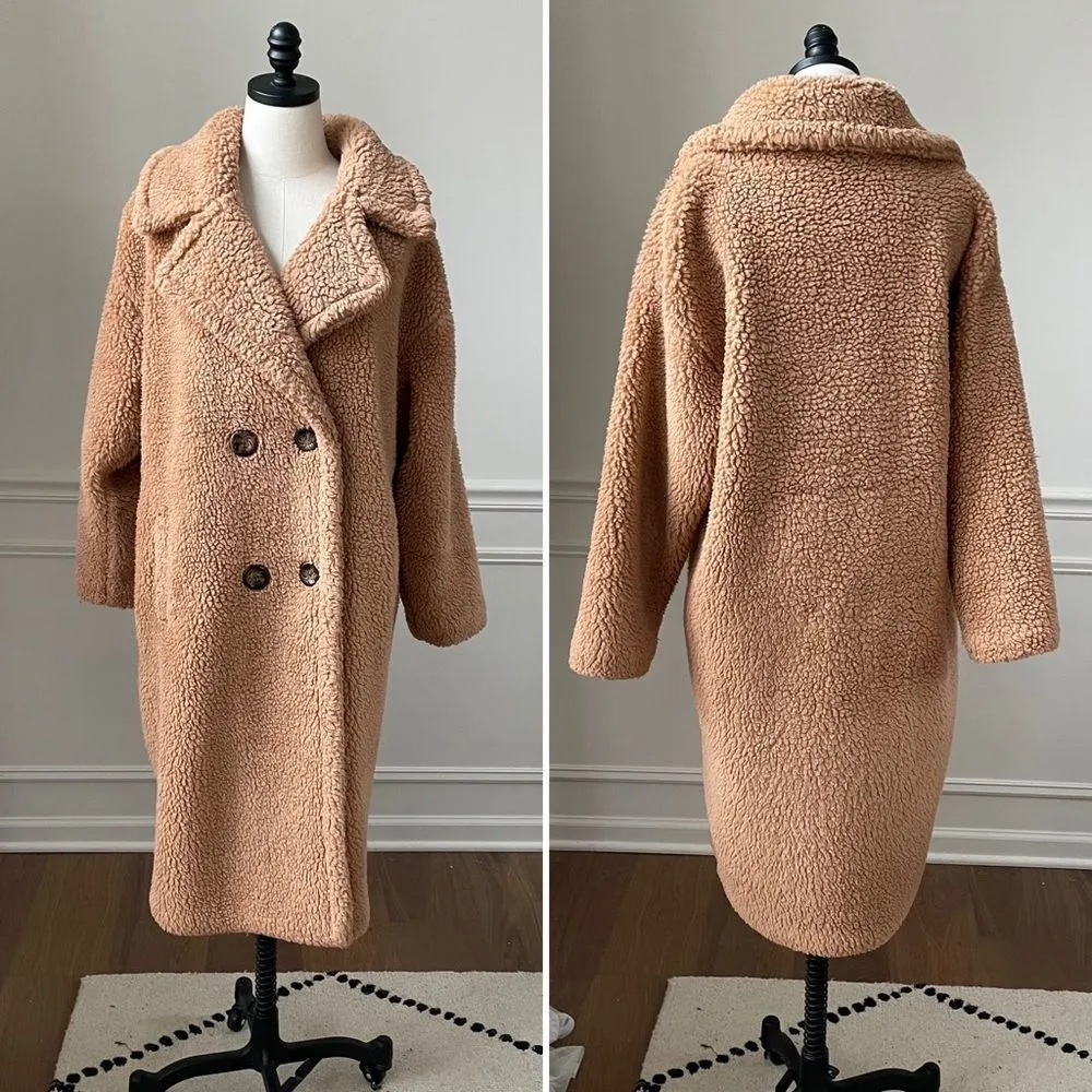JAYLEY Mocha Faux Shearling Coat OSFM Tan Size undefined - Image 2
