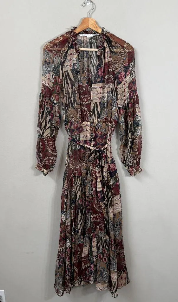 Veronica Beard Isra Multi-Print Silk Maxi Dress Women's 0 Paisley Tie Waist NWOT - Image 5