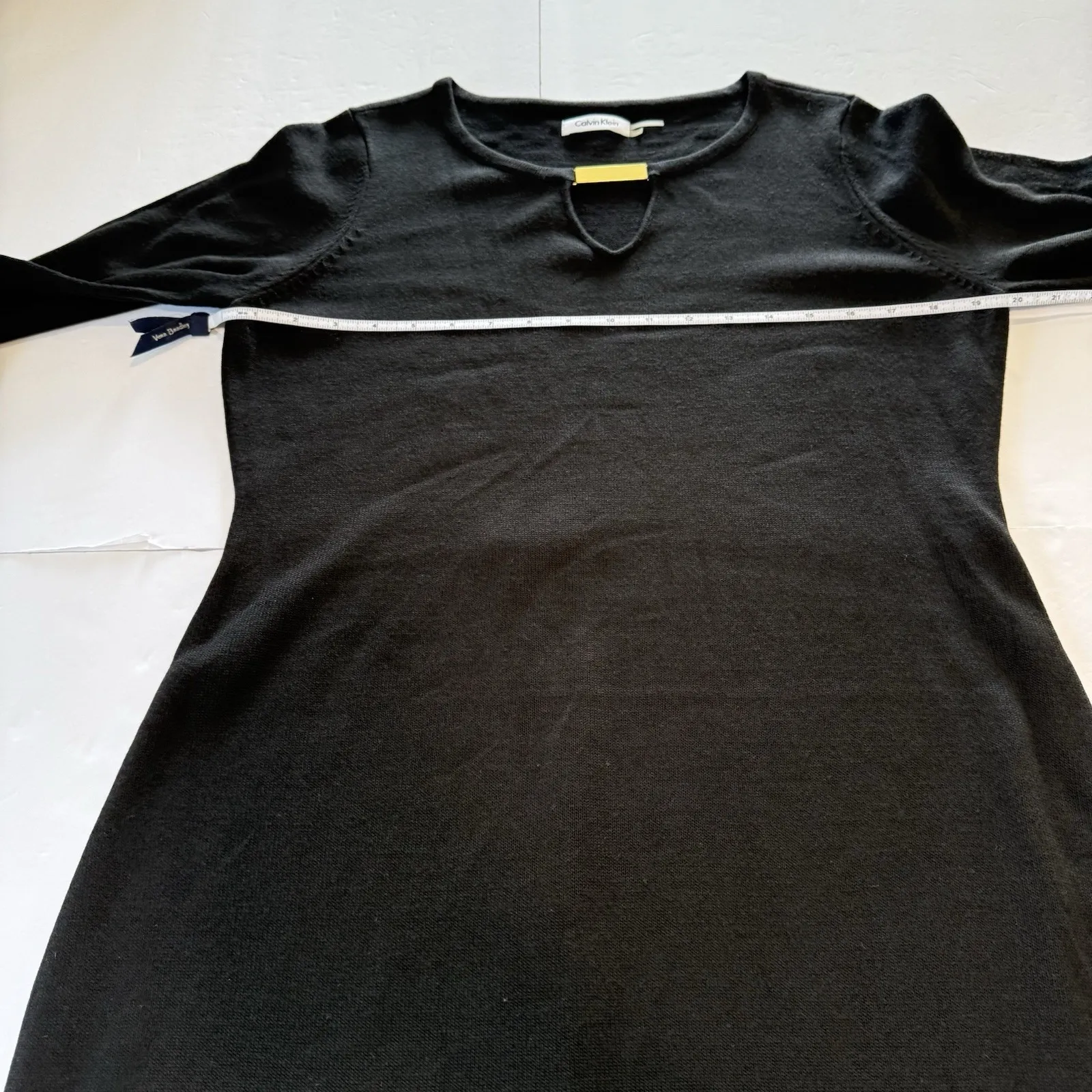 Calvin Klein Black Keyhole Long‎ Sleeve Sheath Sweater Dress Size XL - Image 5