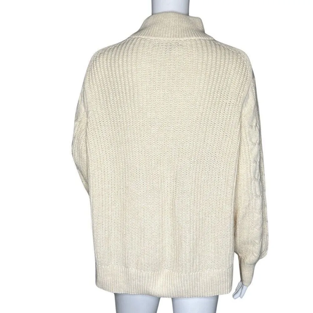 Banana Republic Sweater Womens Medium Beige Cable Knit Fisherman Neutral Minimal - Image 4