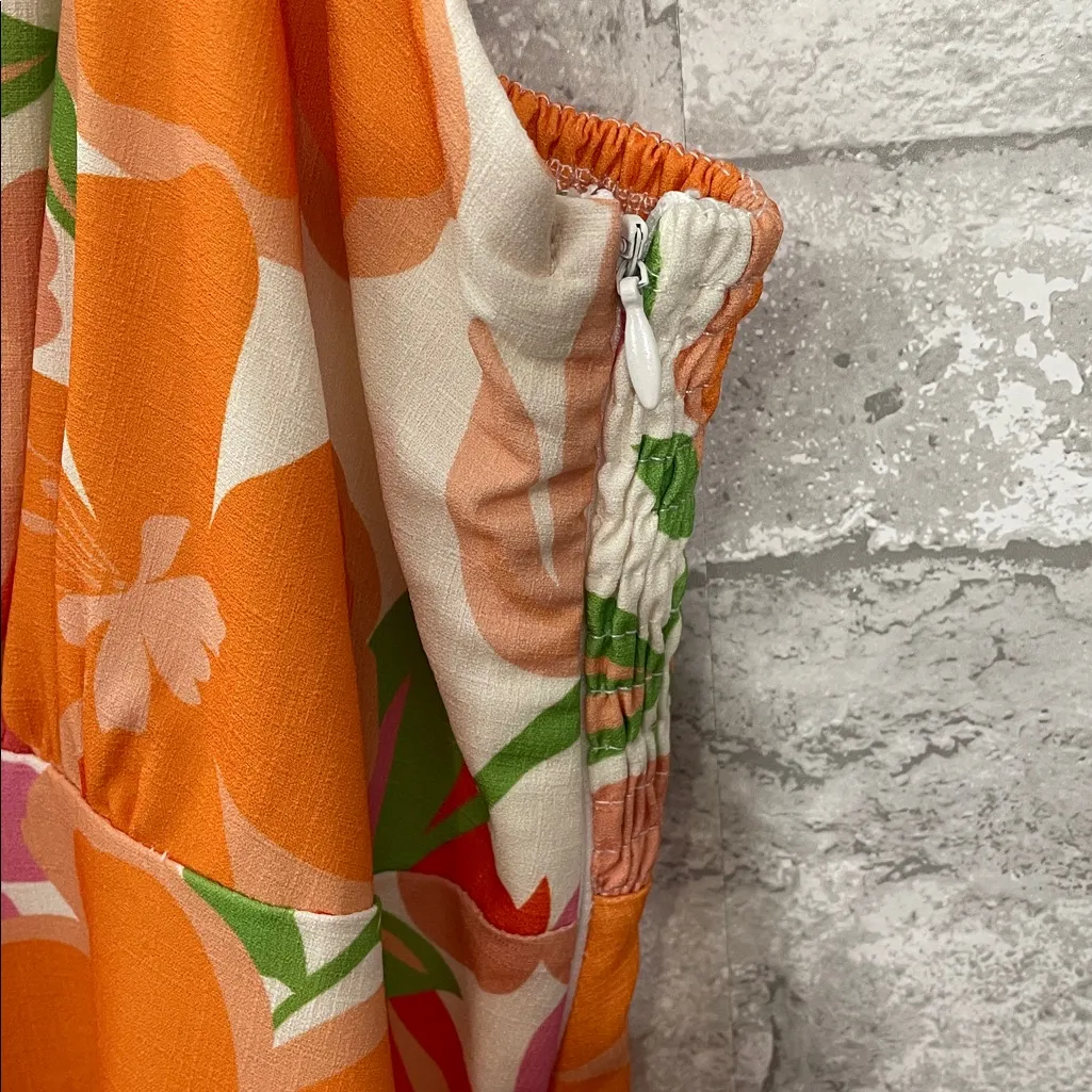 LULUS Nikayla Ivory and Orange Floral Print Sleeveless Mini Dress - Image 5