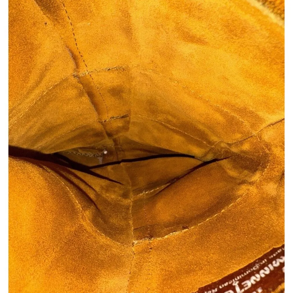 Minnetonka Moccasin Boots 3 Layer Fringe Suede Leather Brown Womens Size 10 Boho - Image 4