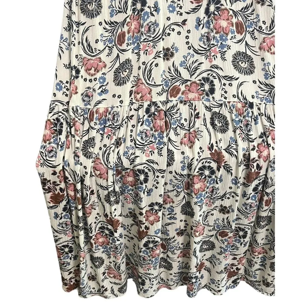 American Eagle Maxi Womens Size Medium Long Floral Keyhole Tassel Tie Dress - Image 2