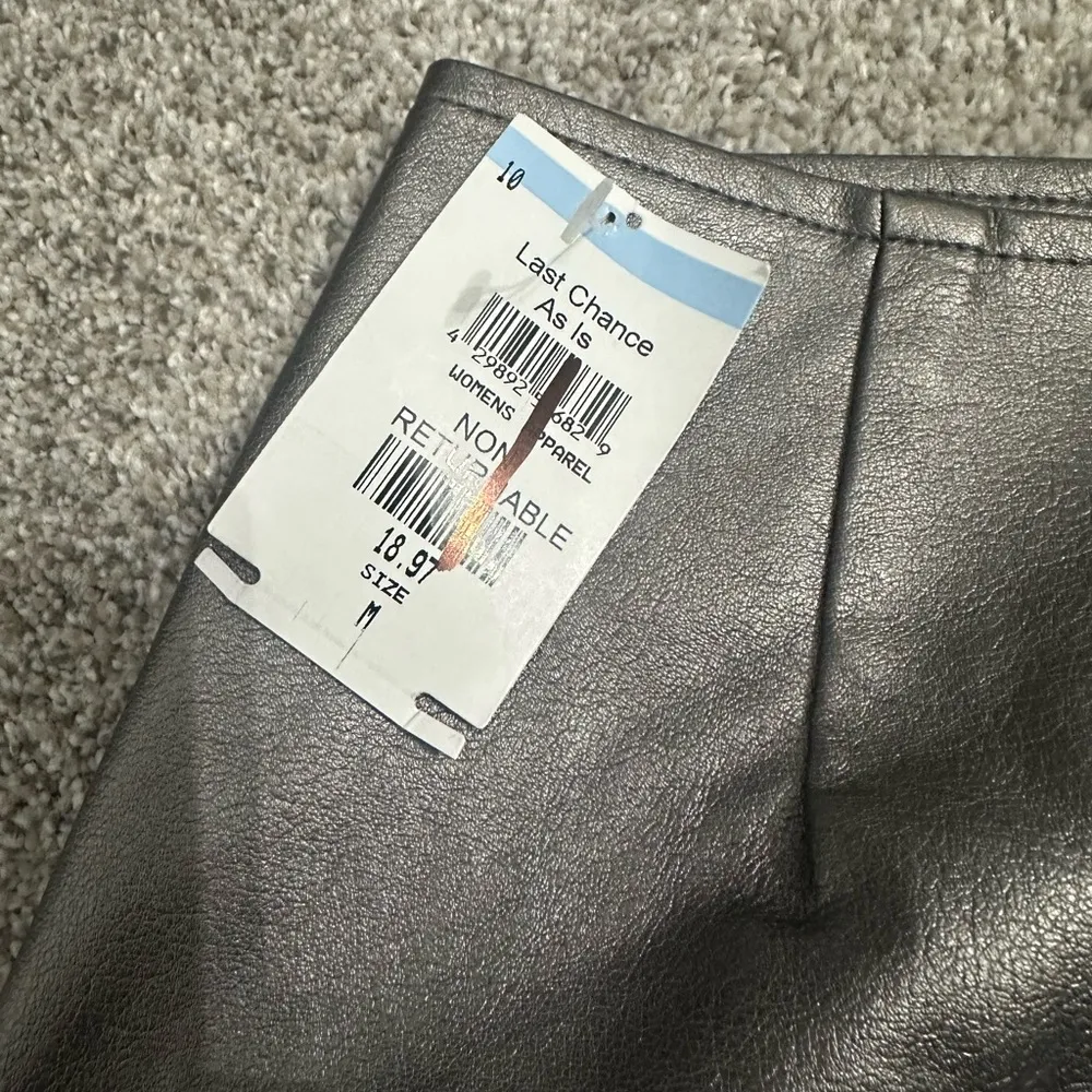 Just One Silver Faux Leather Skirt Size M - Image 3
