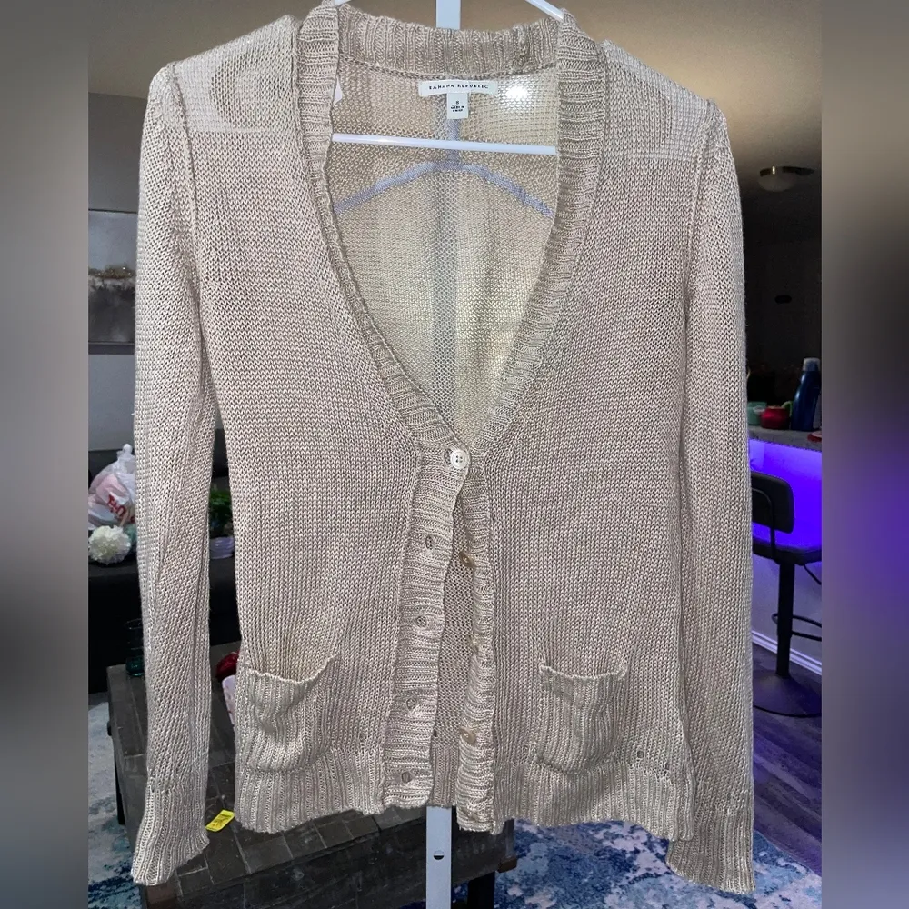 Banana Republic Cardigan Sweater Womens Small Linen Knit Y2K Old Money Preppy - Image 12