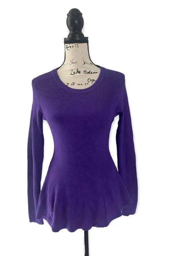 Allegra K Long Sleeve Ribbed Knit Ruffle Hem Peplum Sweater SZ S - Image 3