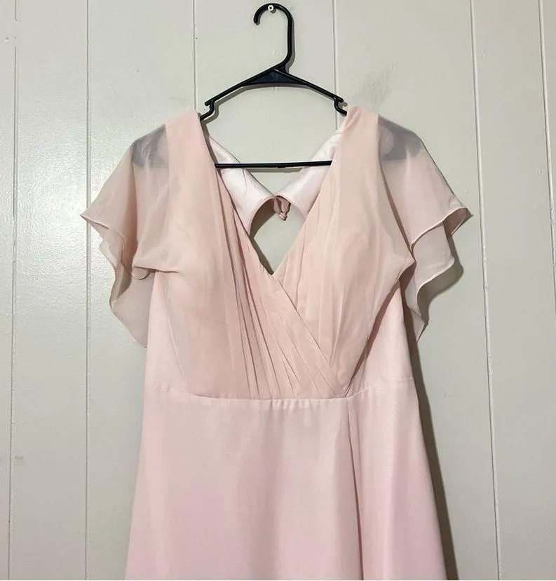 Azazie Bridesmaid Formal Dress Rylee Blushing Pink Chiffon Size 14A - Image 5