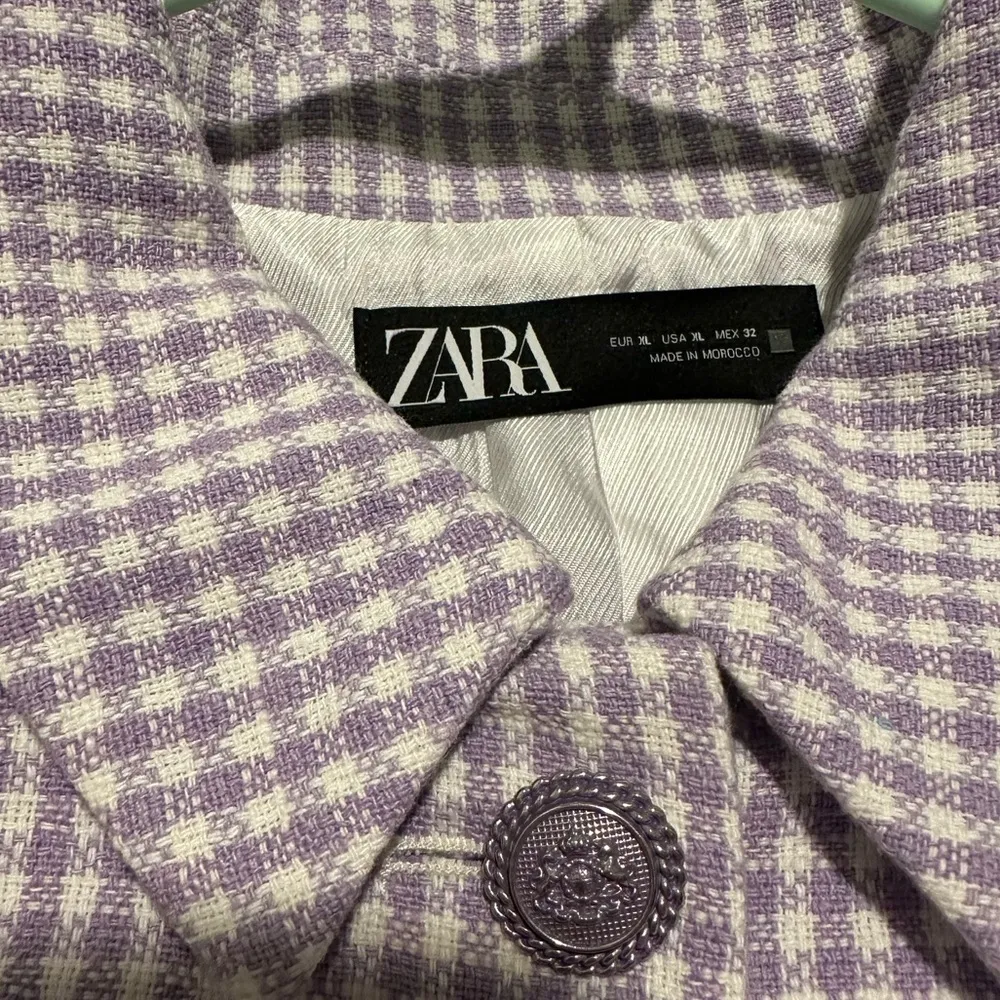 NWT Zara purple and white gingham cropped jacket - Image 4