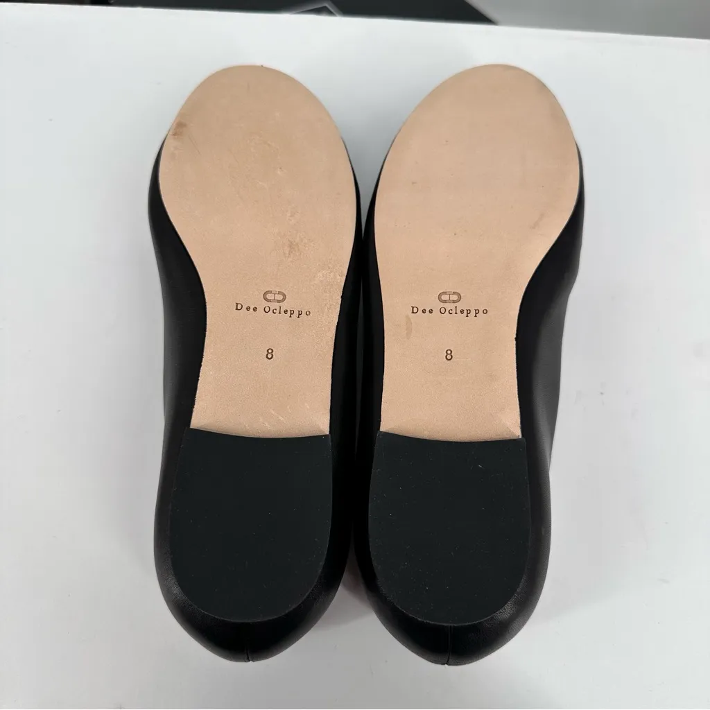Dee Ocleppo Prague Embellished Flats in Black size 8 Silver Logo Buckle Leather - Image 11