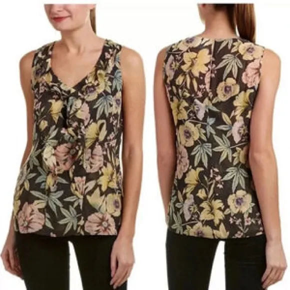Cabi Osaka Nights Sleeveless Floral Chiffon Top Sz Large Ruffled Tropical #3265 - Image 2
