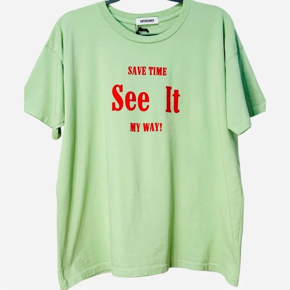 NWT Daydreamer See it my Way Graphic Tee Shirt Mint Green Oversized Boxy Small - Image 2