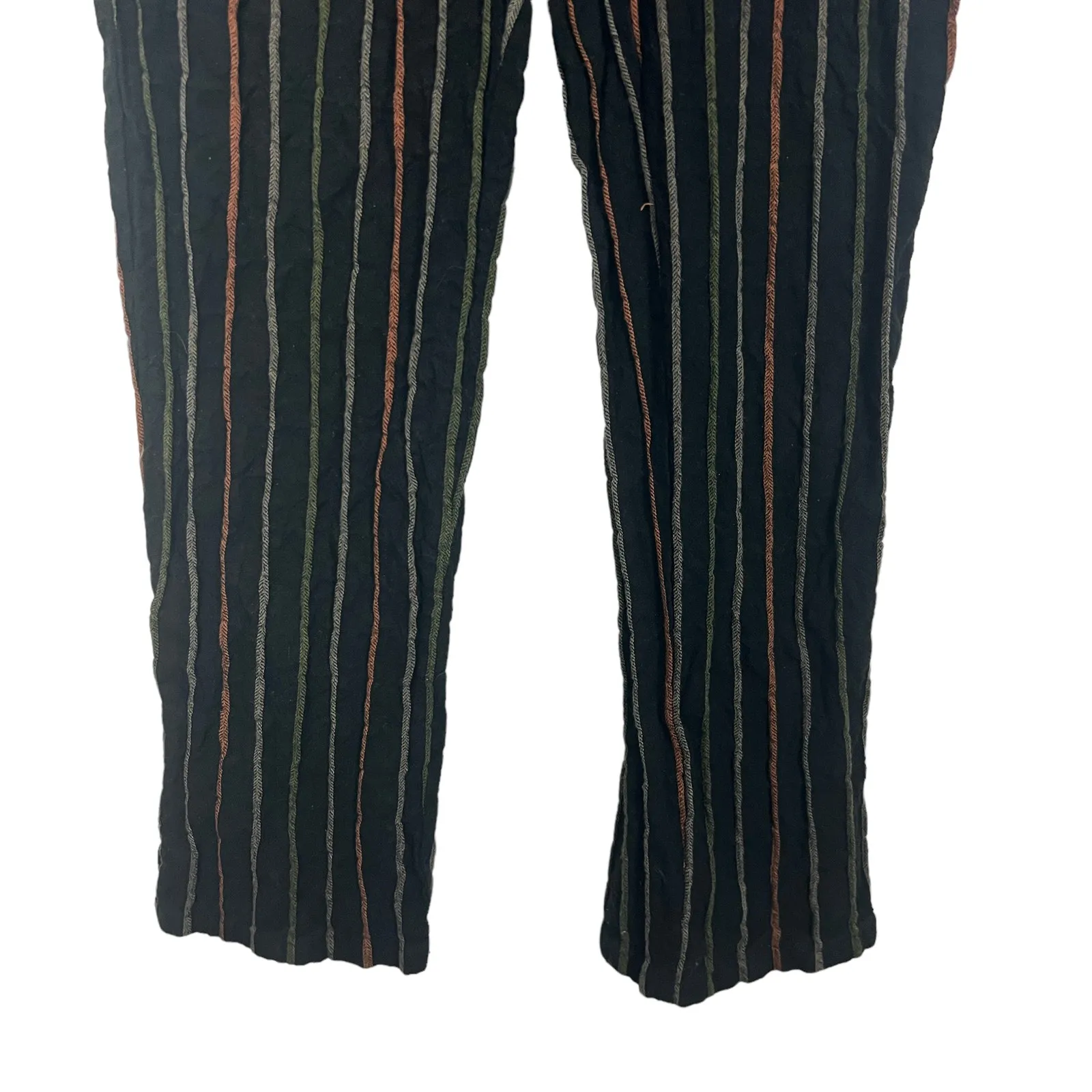 Orange Creek Linen Blend Striped Multicolor Black Jumpsuit Size Large - Image 5