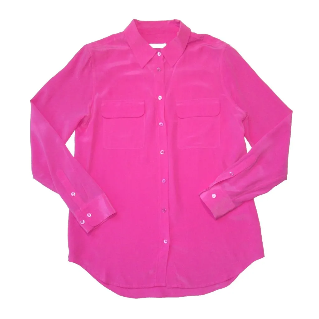 NWT Equipment Slim Signature in Rose Violet Pink Washed Silk Button Down Shirt M - Image 3