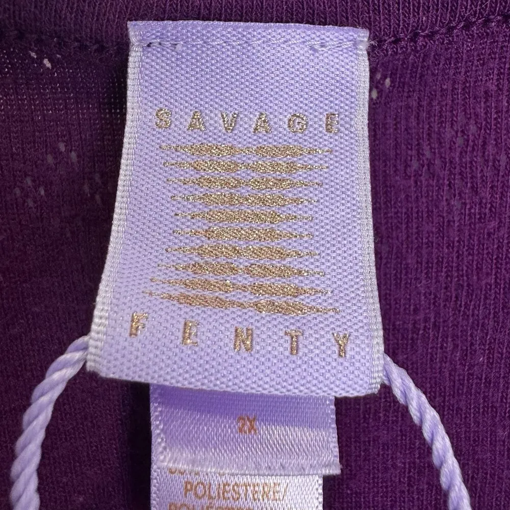 Savage X Fenty Keep It Casual Knit Sleep Tank Top 2X Purple Pointelle Longline - Image 5