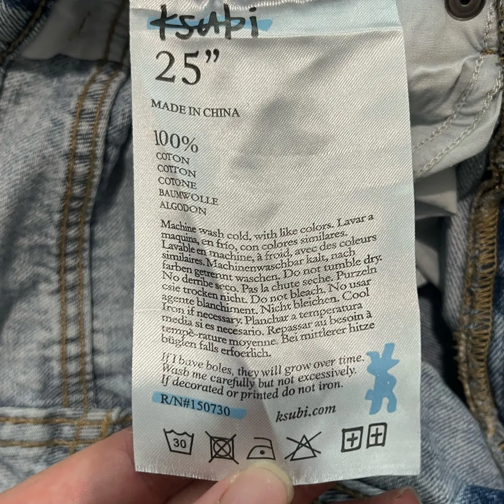 Ksubi Light Wash Straight Leg Jeans SZ 25 100% Cotton High Rise Denim Button Fly - Image 12