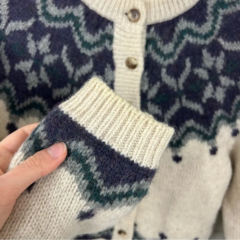 Vintage EMS Eastern Mountain Sports Shetland Wool Cardigan Sweater Size S - Image 7