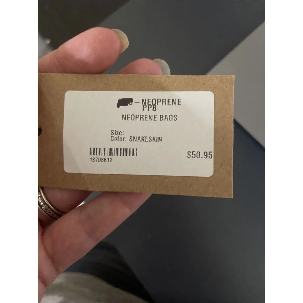 Large Neoprene Snakeskin‎ Tote Bag with Matching Wristlet 14x9.5x11 Brown - Image 4