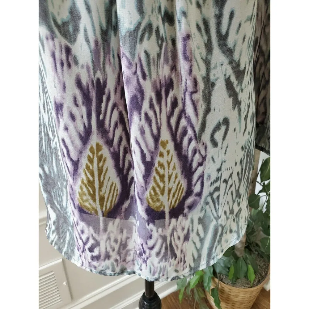 Marc Bouwer Multicolor Long Sleeve Round Neck Drawstring Top Blouse Size Large - Image 3