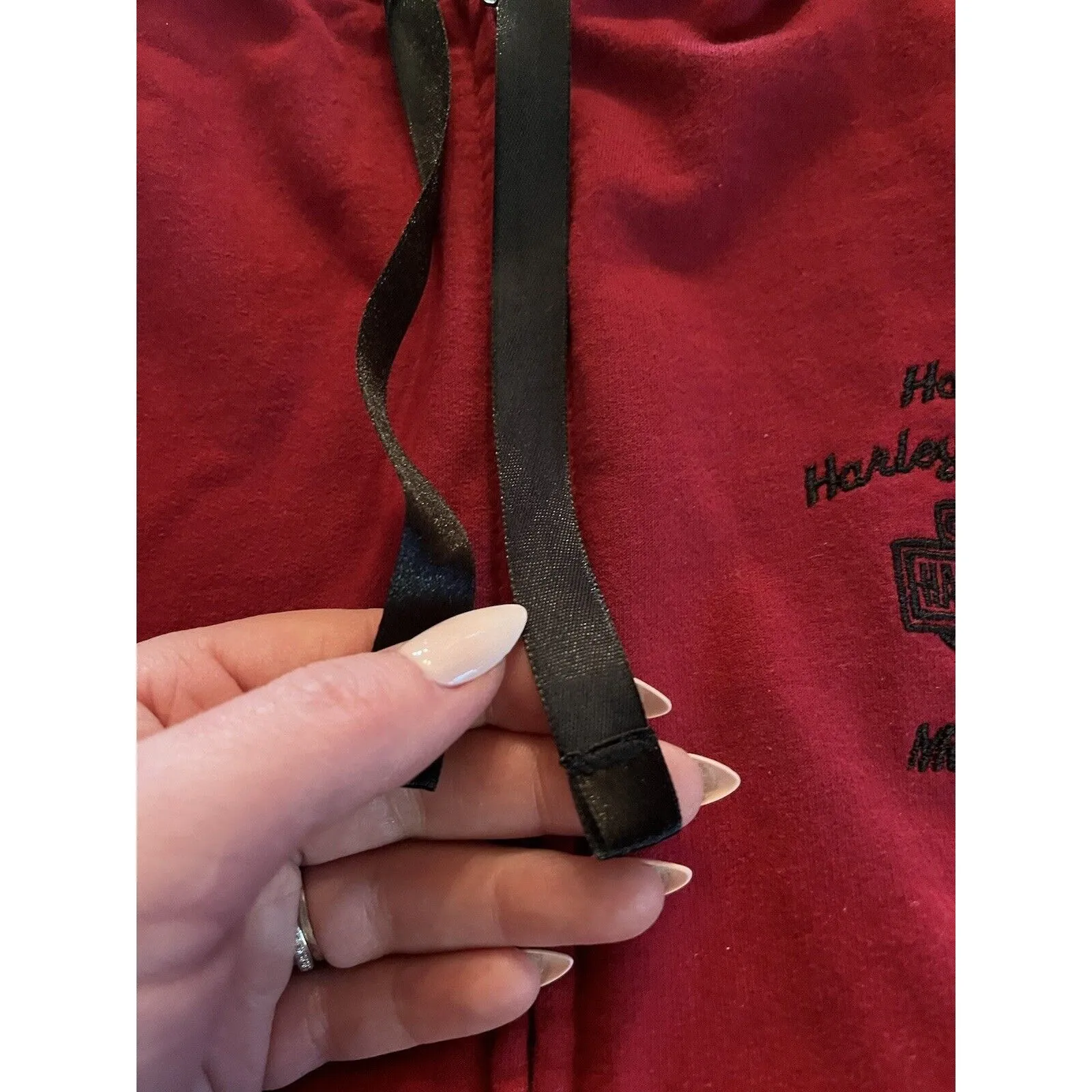 Harley Davidson Women’s Hoodie, Red With Black Embroidered Sequins, Zip Medium - Image 6