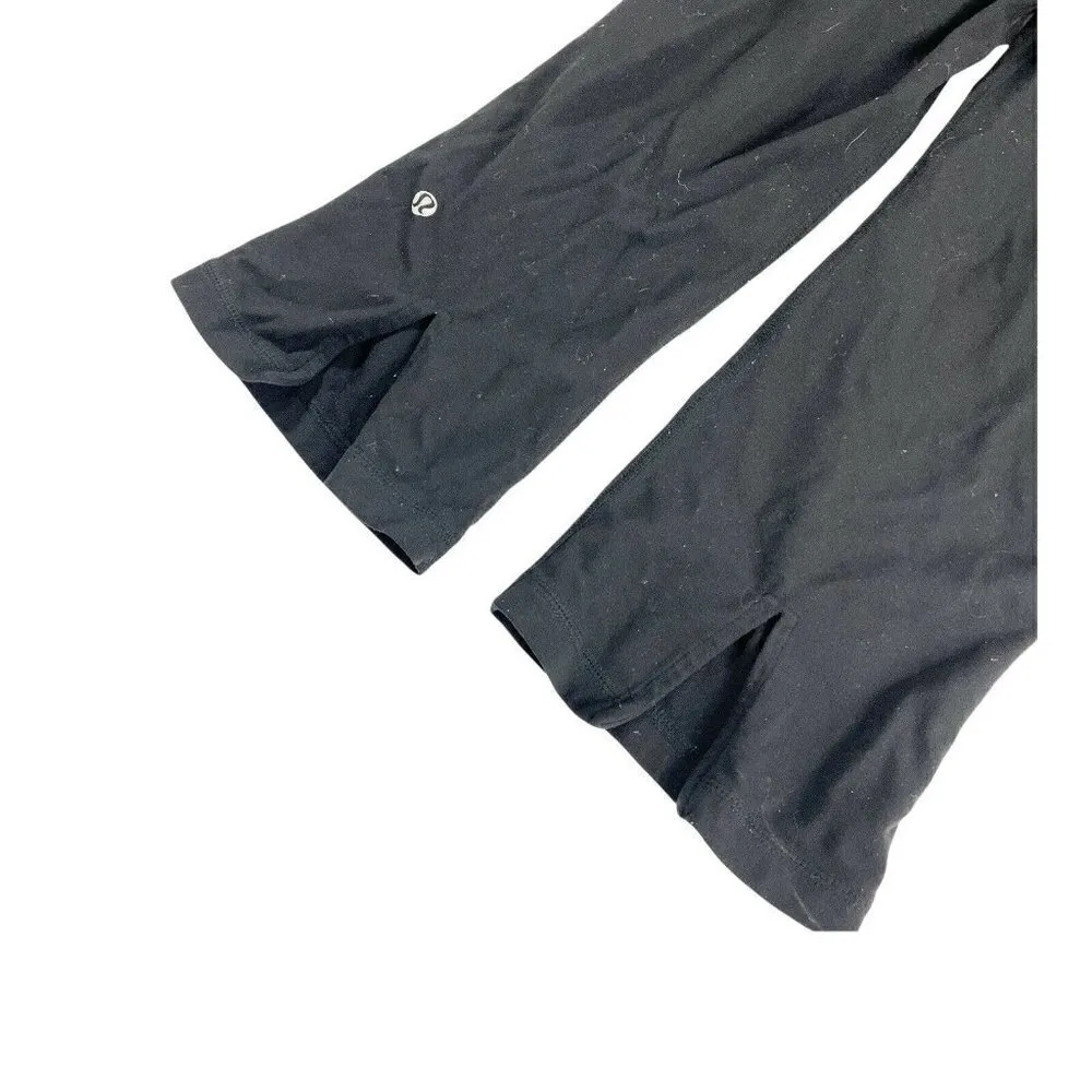 Lululemon Black & Pink Gather Cropped Leggings Sz 6 Straight Leg Mid Rise - Image 4