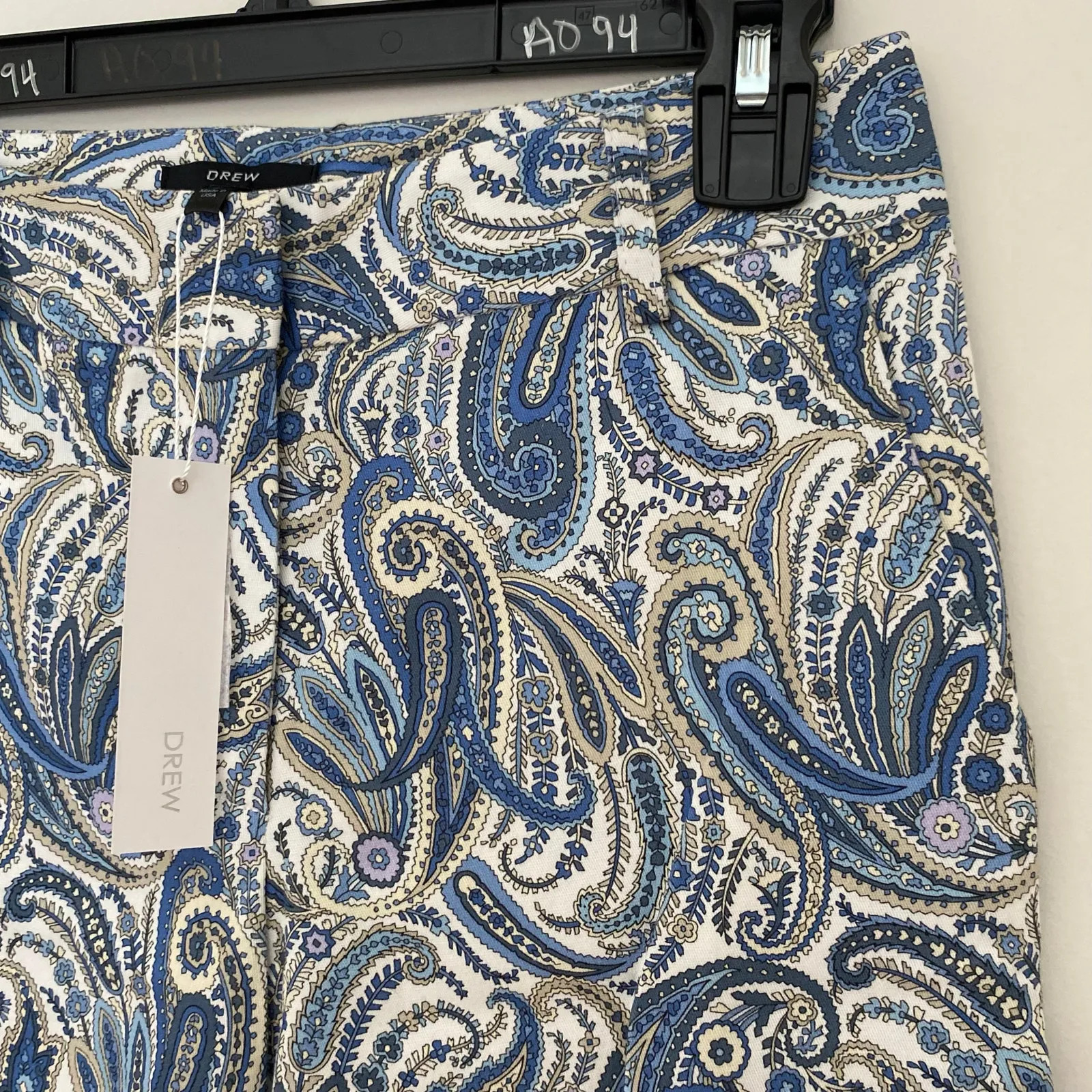 NWT Drew Angelica Dayna Bluebird Floral Paisley Cropped Pants Blue Tan White 2 - Image 5