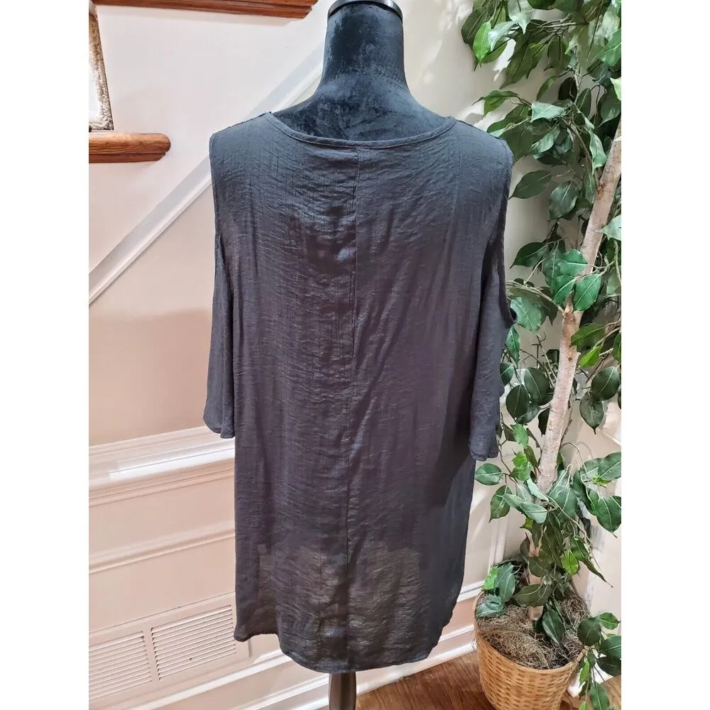 Catalina Women's Black Rayon 3/4 Sleeve Round Neck Coverup Top Blouse Size 2X - Image 6