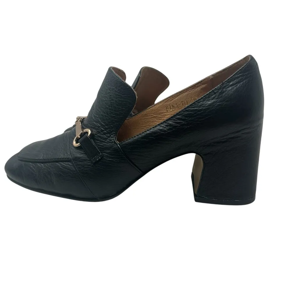 Anthropologie Silent D Fina Pump Loafer Heel Horsebit Leather Black Size 36 US 6 - Image 6