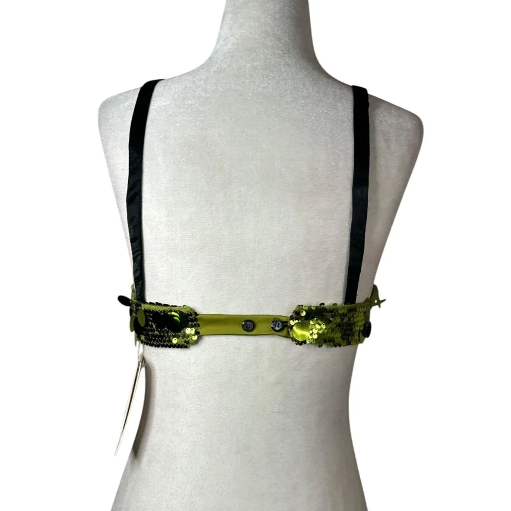 SIEDRES Lemy Bralette Top in Green Small New Womens Sequin Crop Top - Image 7