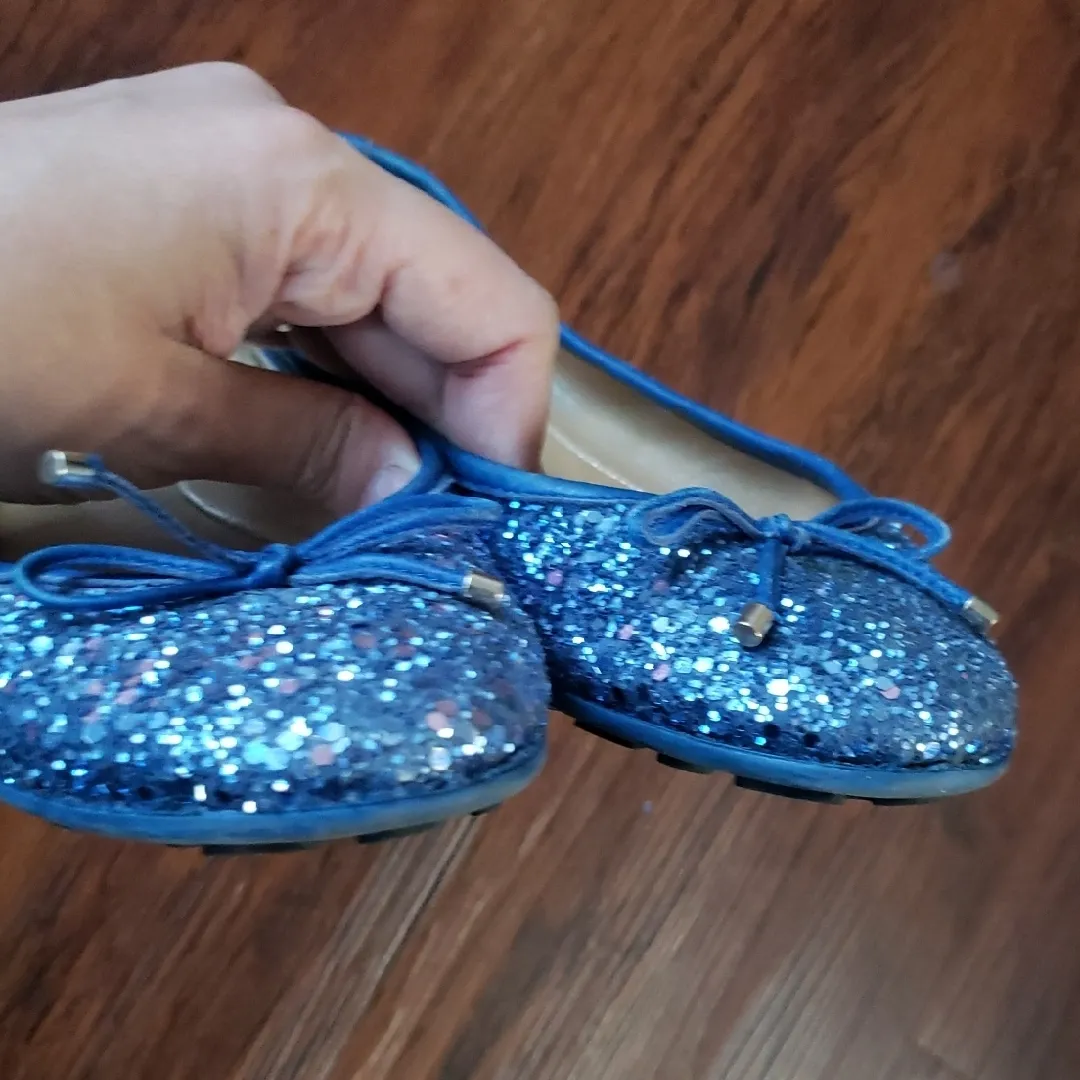 Jimmy Choo Blue Glitter Flats Size 38 - Image 5