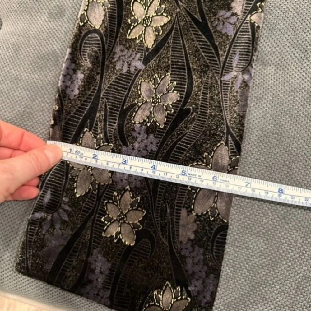 Stunning Vintage Black Velvet Embossed Scarf Floral Fairy ‎ Fairycore Whimsigoth - Image 4