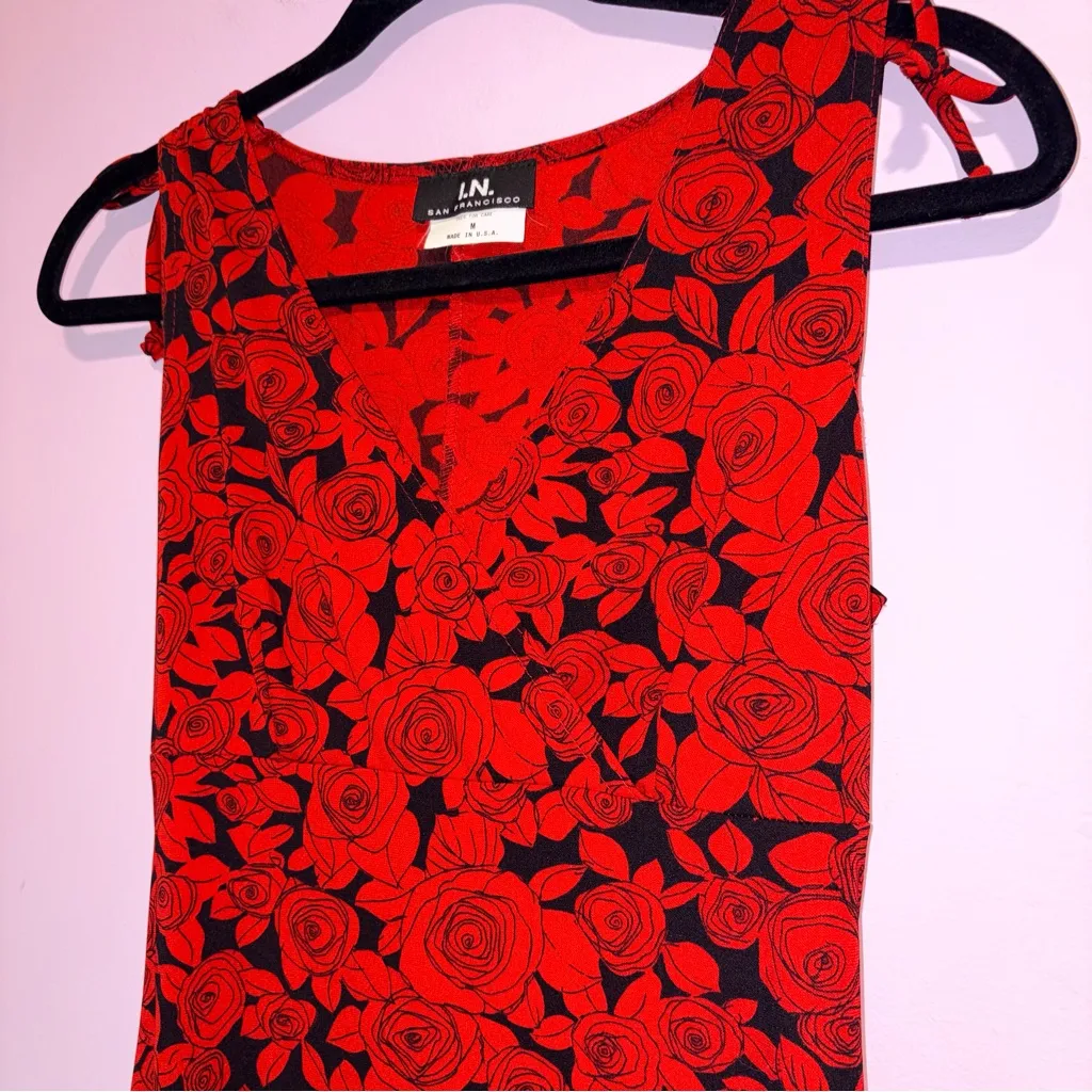 Vintage Y2K IN San Francisco Babydoll Midi Dress Women S Romantic Dark Floral - Image 2