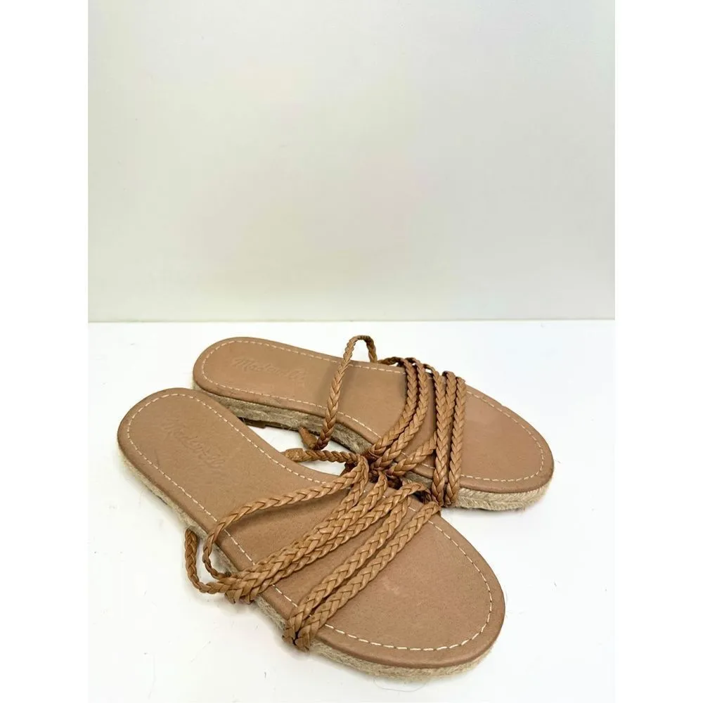 Madewell Sandals Womens Size 7 Braided Leather Espadrille Slip On Slide Shoes - Image 4
